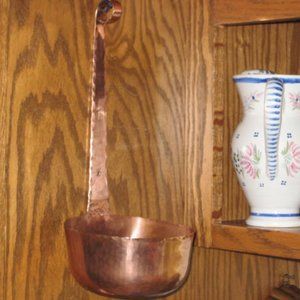 Antique French Copper Hammered Ladle Dipper Early 1900's 6" Bowl Handmade